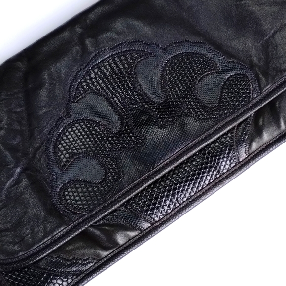 Carlos Falchi Authentic Vintage black leather convertible clutch purse - Picture 2 of 10